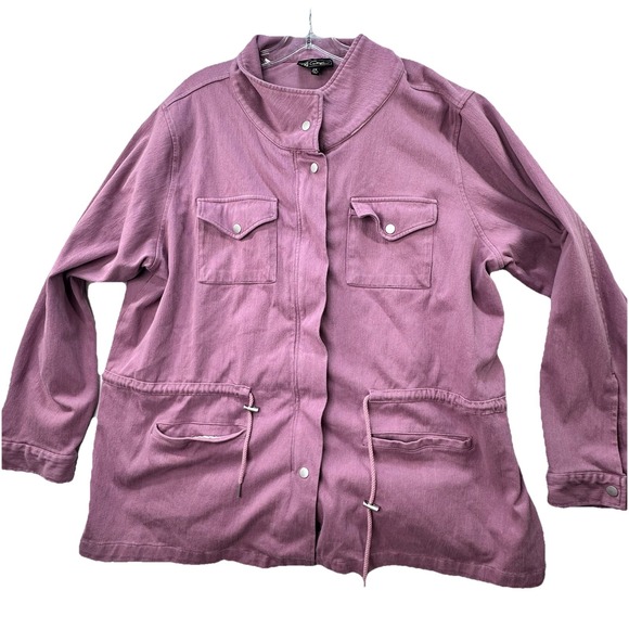 DG2 Diane Gilman Purple Denim Jacket Shacket Plus Size 2X Full Zip Pockets Heavy - Picture 1 of 10